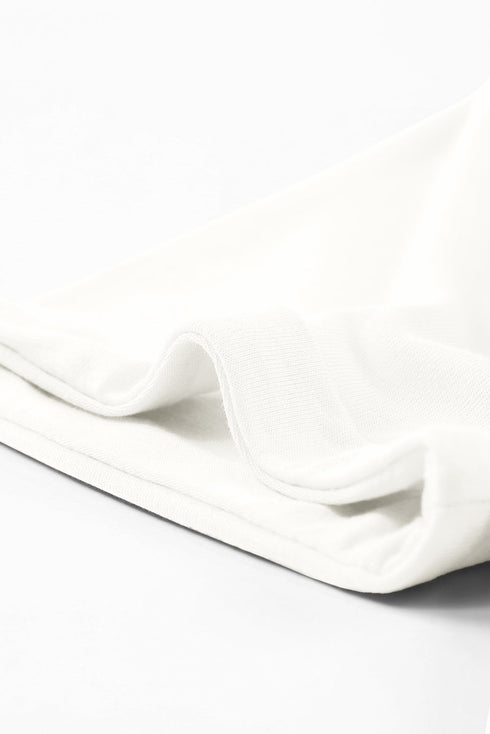 Soft Stretch Solid Crew Neck Rolled Cuff Relaxed Tee